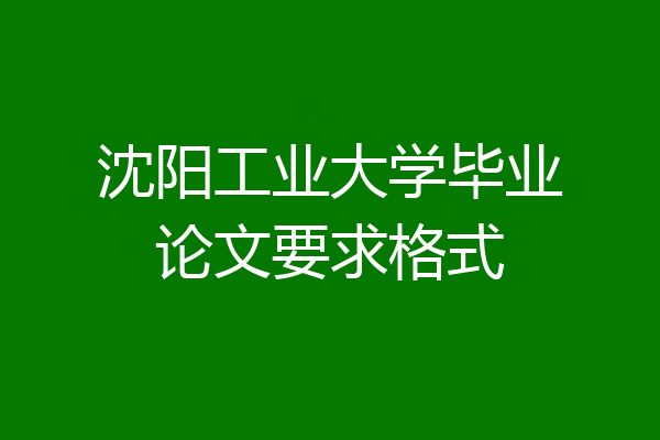 沈阳工业大学毕业论文要求格式