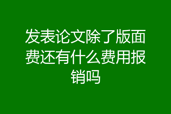 发表论文除了版面费还有什么费用报销吗