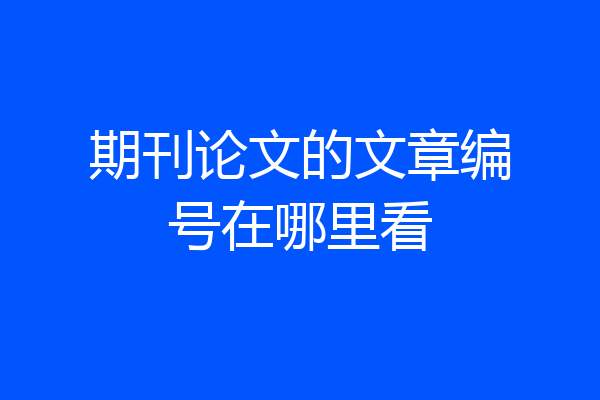 期刊论文的文章编号在哪里看