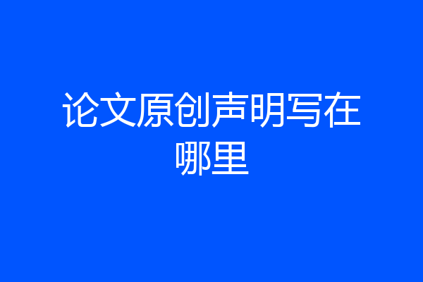 论文原创声明写在哪里