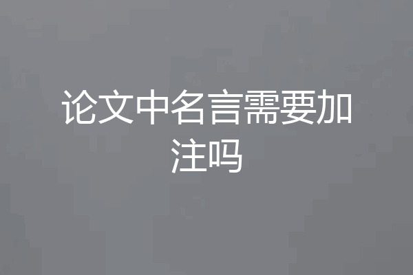 论文中名言需要加注吗