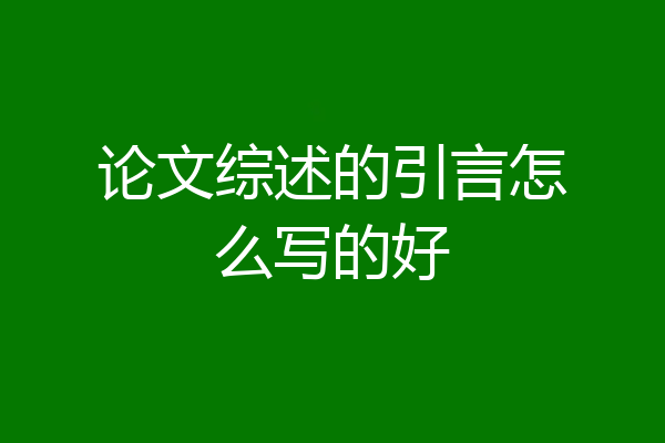 论文综述的引言怎么写的好