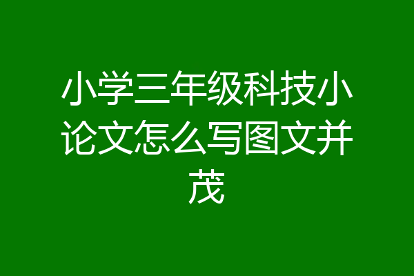 小学三年级科技小论文怎么写图文并茂