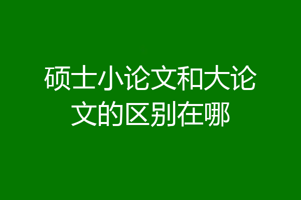 硕士小论文和大论文的区别在哪