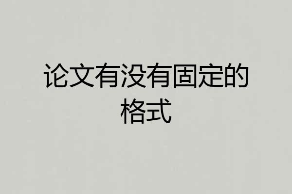 论文有没有固定的格式