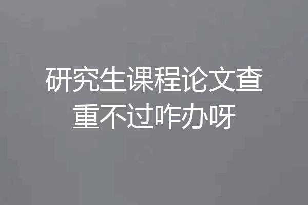研究生课程论文查重不过咋办呀