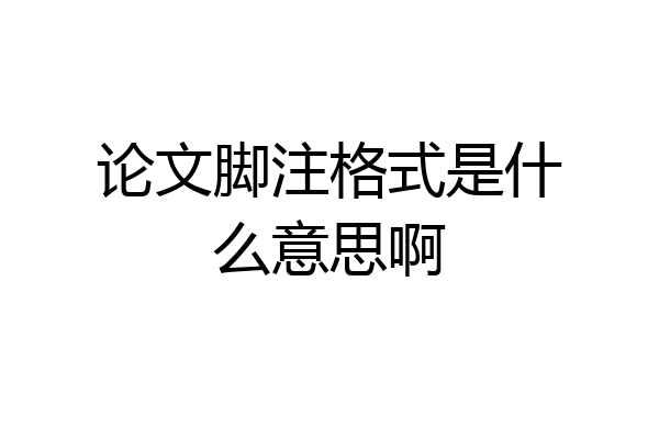论文脚注格式是什么意思啊