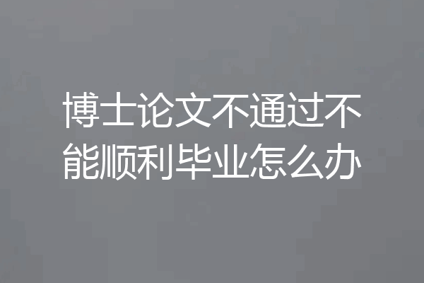 博士论文不通过不能顺利毕业怎么办
