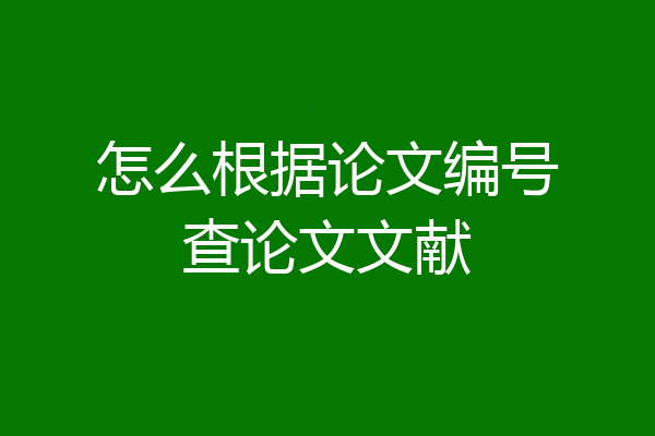 怎么根据论文编号查论文文献