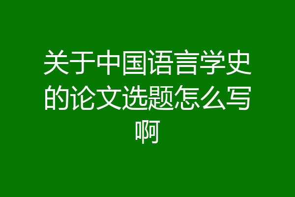 关于中国语言学史的论文选题怎么写啊