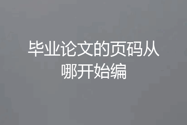 毕业论文的页码从哪开始编