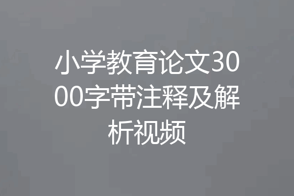 小学教育论文3000字带注释及解析视频