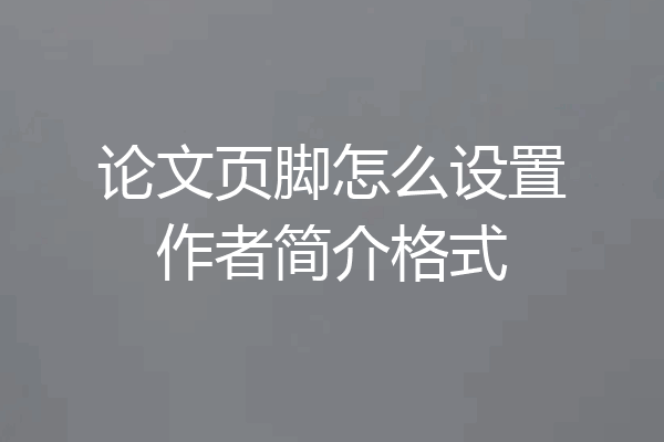 论文页脚怎么设置作者简介格式