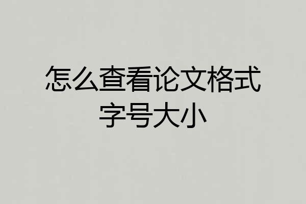 怎么查看论文格式字号大小