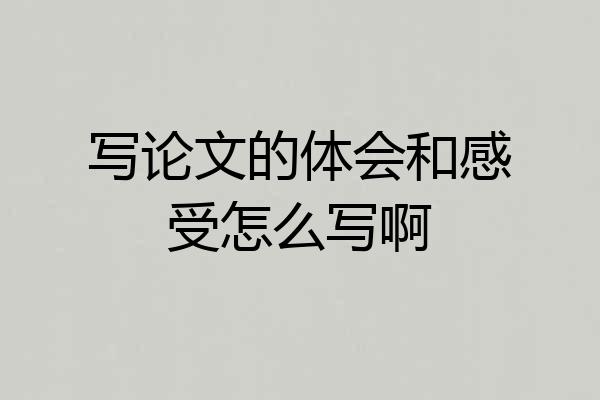 写论文的体会和感受怎么写啊