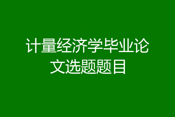 计量经济学毕业论文选题题目