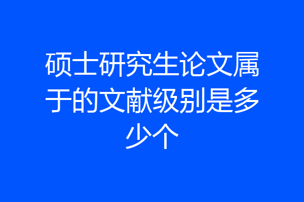 硕士研究生论文属于的文献级别是多少个