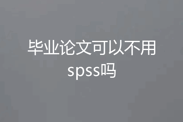 毕业论文可以不用spss吗