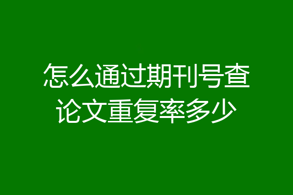 怎么通过期刊号查论文重复率多少