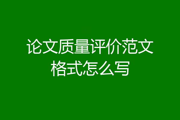 论文质量评价范文格式怎么写