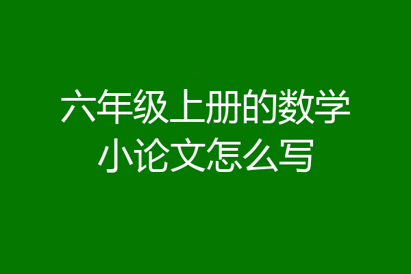 六年级上册的数学小论文怎么写