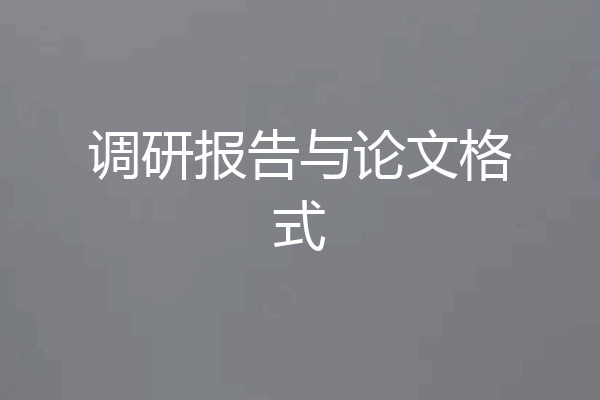 调研报告与论文格式