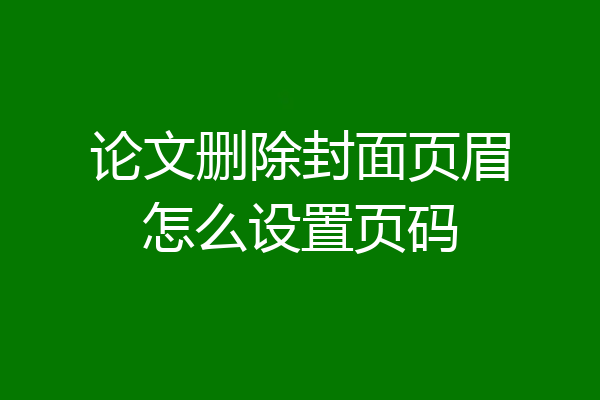 论文删除封面页眉怎么设置页码