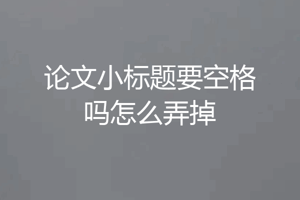 论文小标题要空格吗怎么弄掉