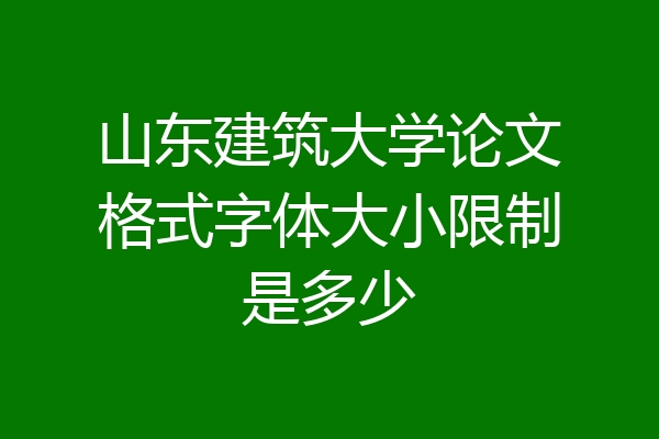 山东建筑大学论文格式字体大小限制是多少