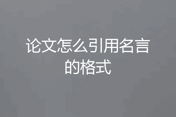 论文怎么引用名言的格式