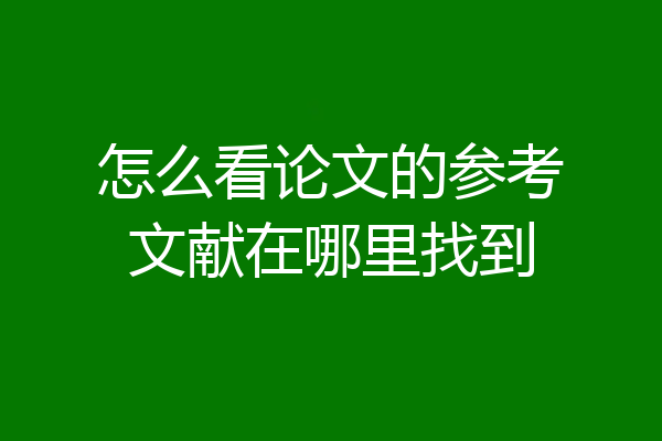 怎么看论文的参考文献在哪里找到