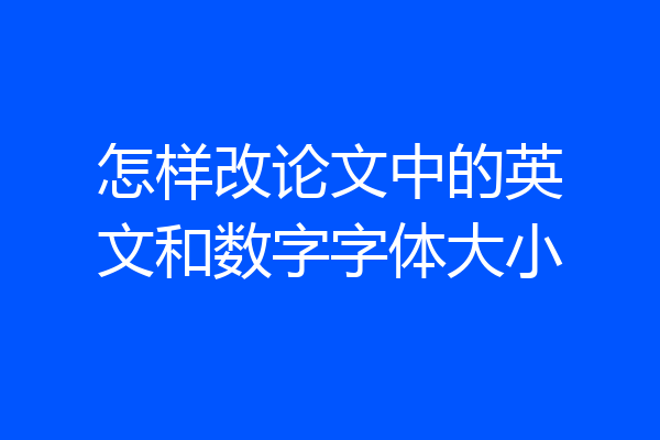 怎样改论文中的英文和数字字体大小