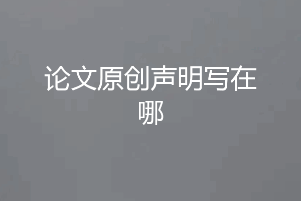 论文原创声明写在哪