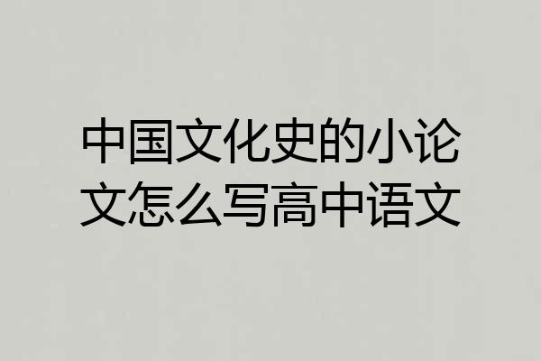 中国文化史的小论文怎么写高中语文
