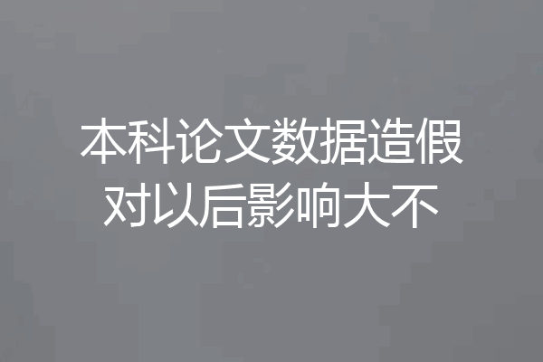 本科论文数据造假对以后影响大不