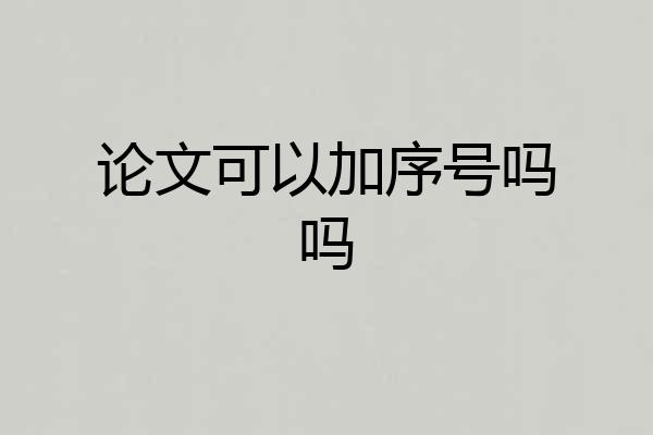 论文可以加序号吗吗