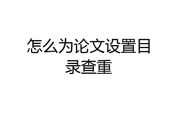 怎么为论文设置目录查重