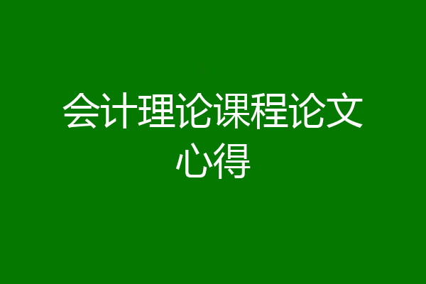 会计理论课程论文心得