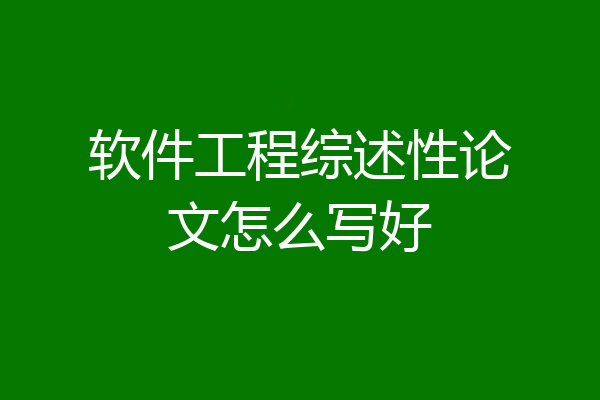 软件工程综述性论文怎么写好