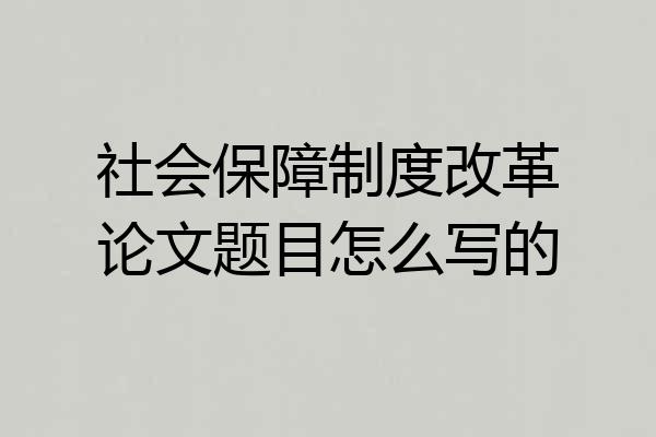 社会保障制度改革论文题目怎么写的