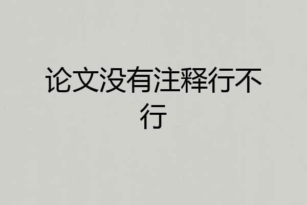 论文没有注释行不行