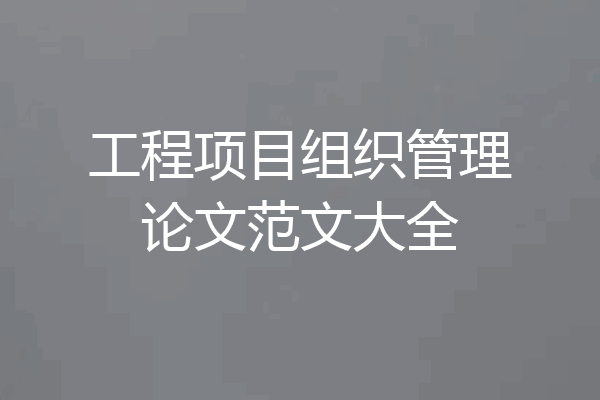 工程项目组织管理论文范文大全
