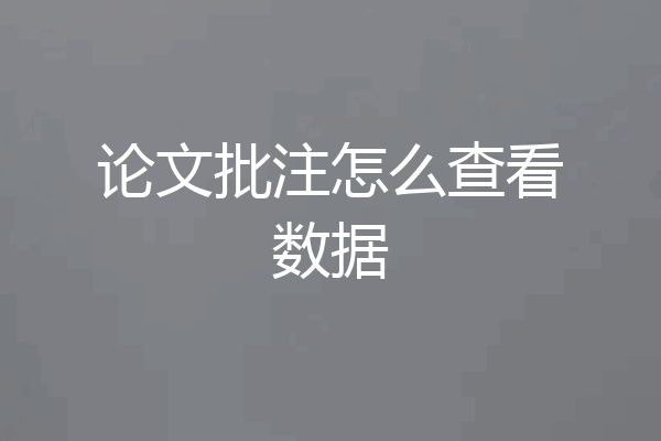 论文批注怎么查看数据