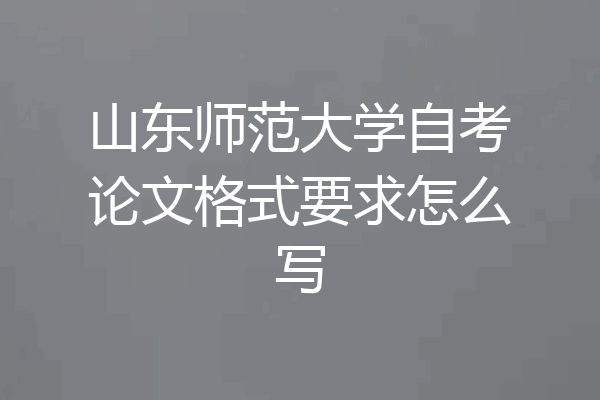 山东师范大学自考论文格式要求怎么写