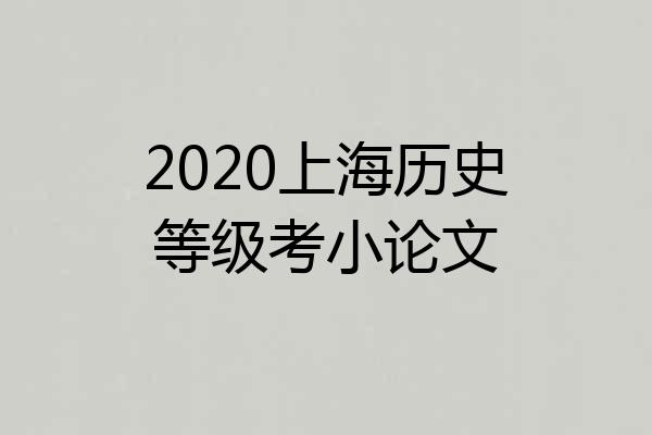 2020上海历史等级考小论文