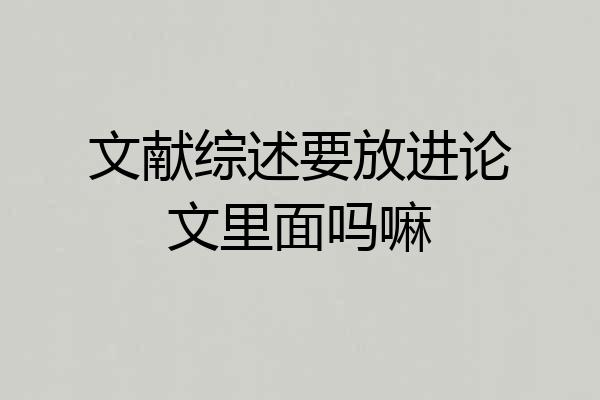 文献综述要放进论文里面吗嘛