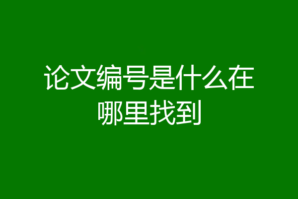 论文编号是什么在哪里找到