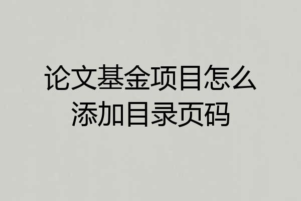 论文基金项目怎么添加目录页码