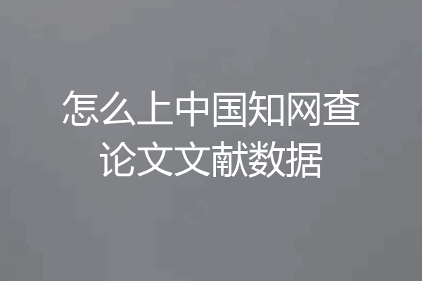 怎么上中国知网查论文文献数据