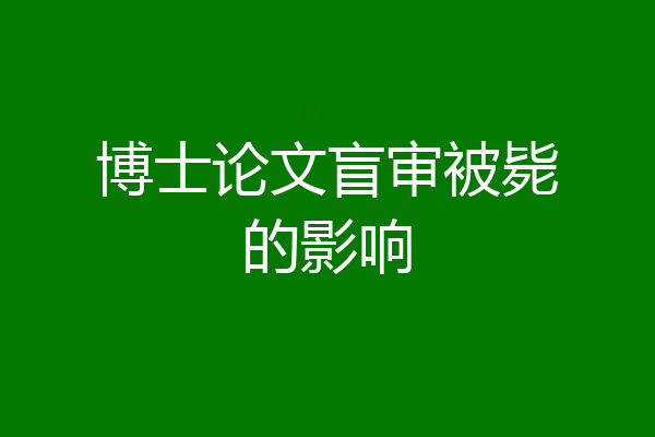 博士论文盲审被毙的影响